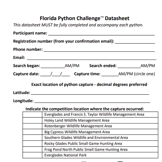 A screen shot of the Python Challenge Data Sheet